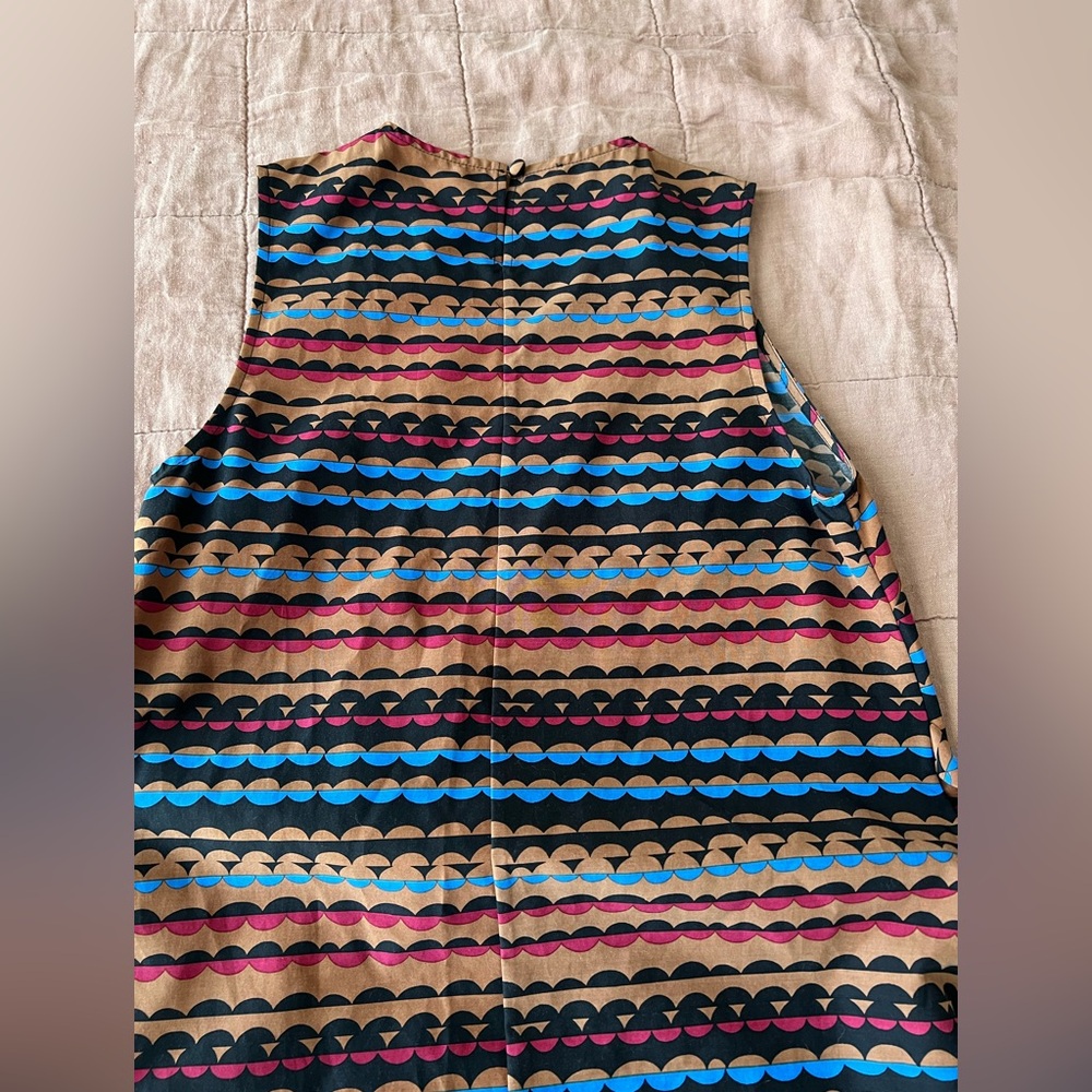 Ilana Kohn Belted Midi Dress Silk and cotton blend Sleeveless Geometric - Picture 9 of 10